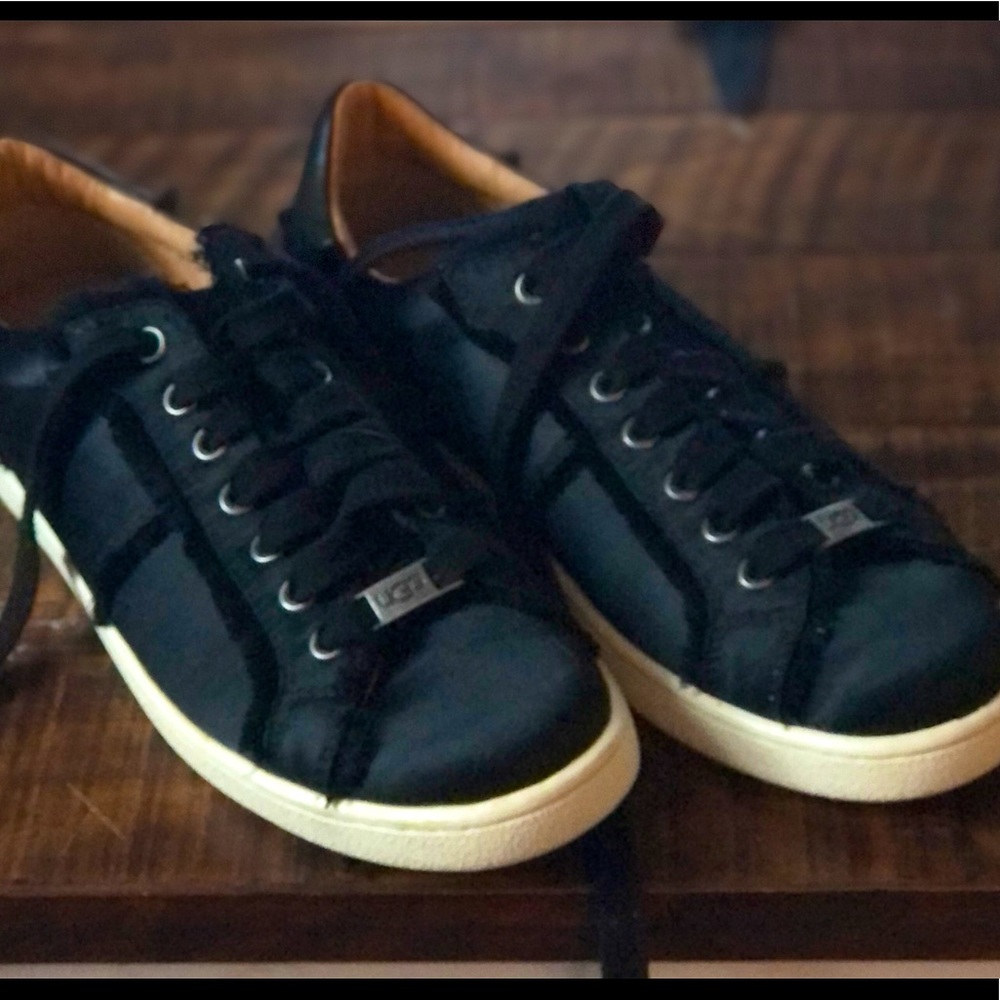 Womens UGG Black Milo Satin Spill Seam Sneakers 9.5